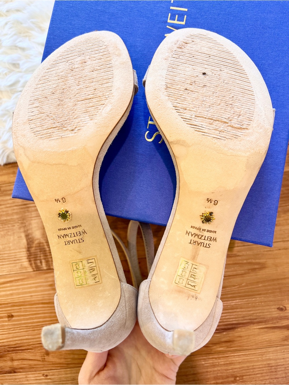 Stuart Weitzman Suede Ankle-Strap Sandals - Picture 4 of 6